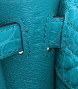 Kelly Cut Alligator Matte Bleu Paon