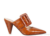 Brown Croc Embossed Chloe Mules