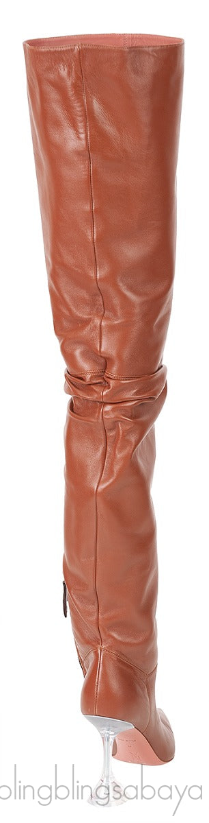 Brown Thigh-high Leather Boots