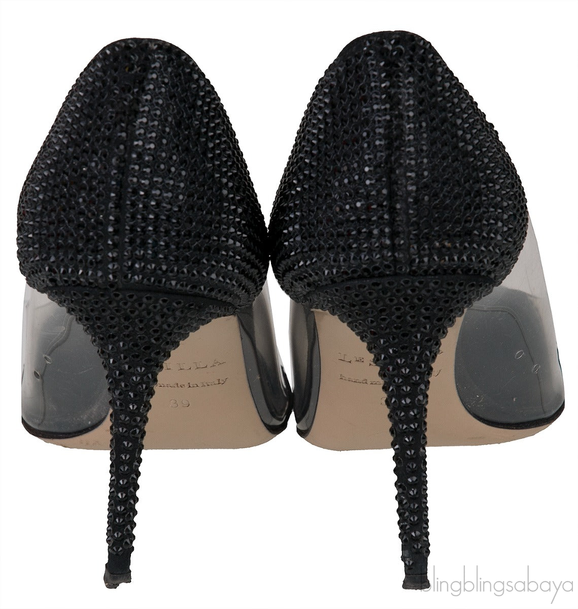 Black Crystal PVC Heels