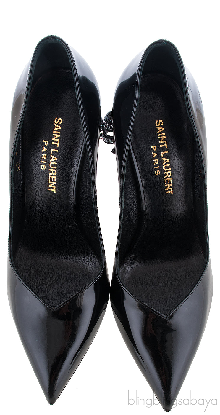 Bow Embellished Leather Pumps