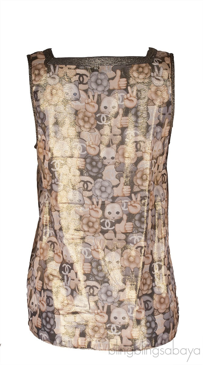 Metallic Gold CC Printed Top