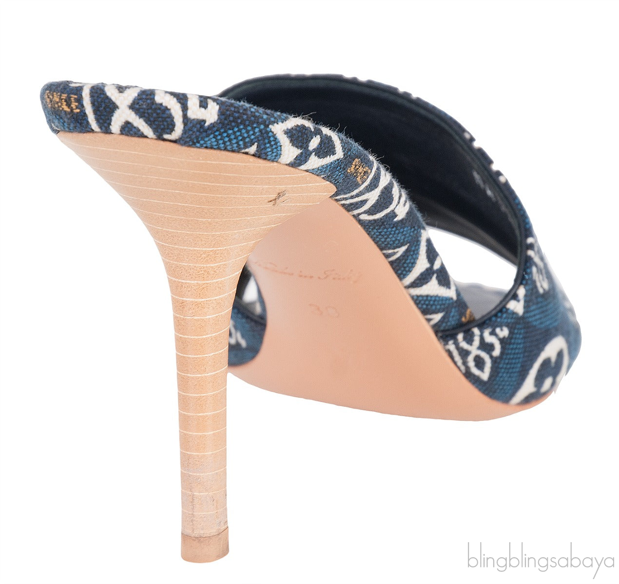 Blue Monogram Embroidered Mules
