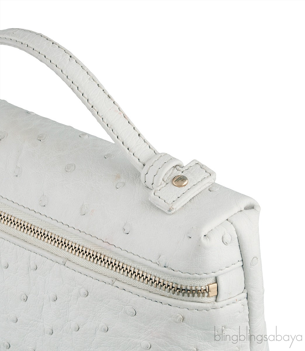 L19 White Ostrich Pouch
