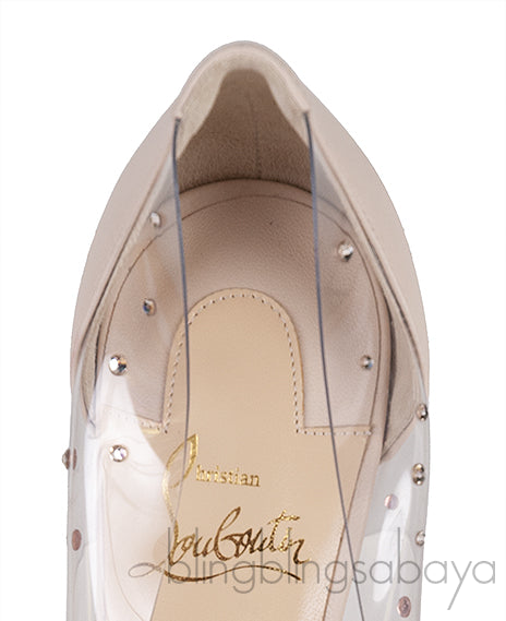 Beige PVC Crystal Heels