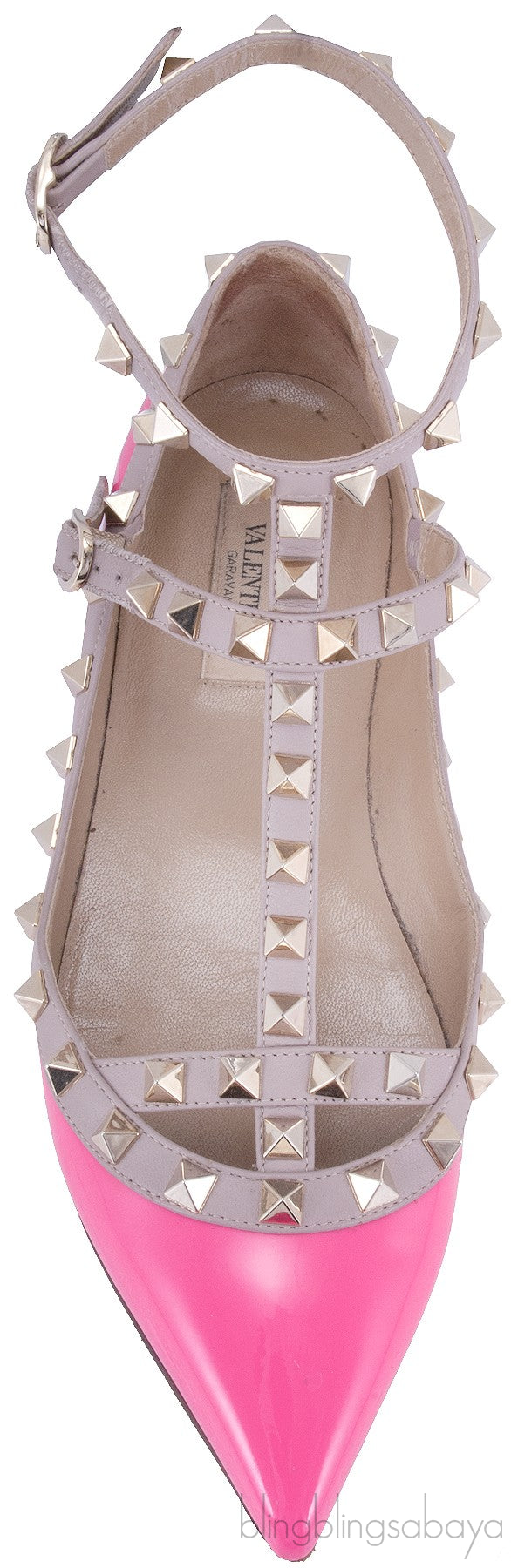 Patent Pink Rockstud Flat Ballerina