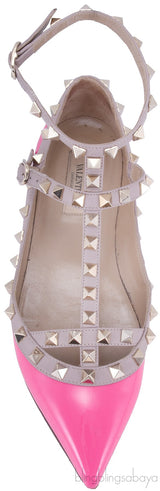 Patent Pink Rockstud Flat Ballerina