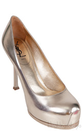 Light Gold Tribtoo Leather Pumps
