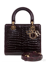 Lady Dior Medium Amethyst Porosus Crocodile GHW