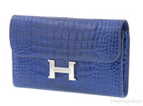 Constance Bleu Electrique Croc Wallet