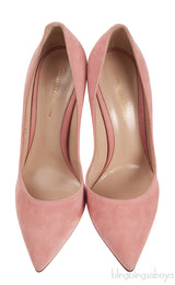 Peach Suede Pointed Toe Heels