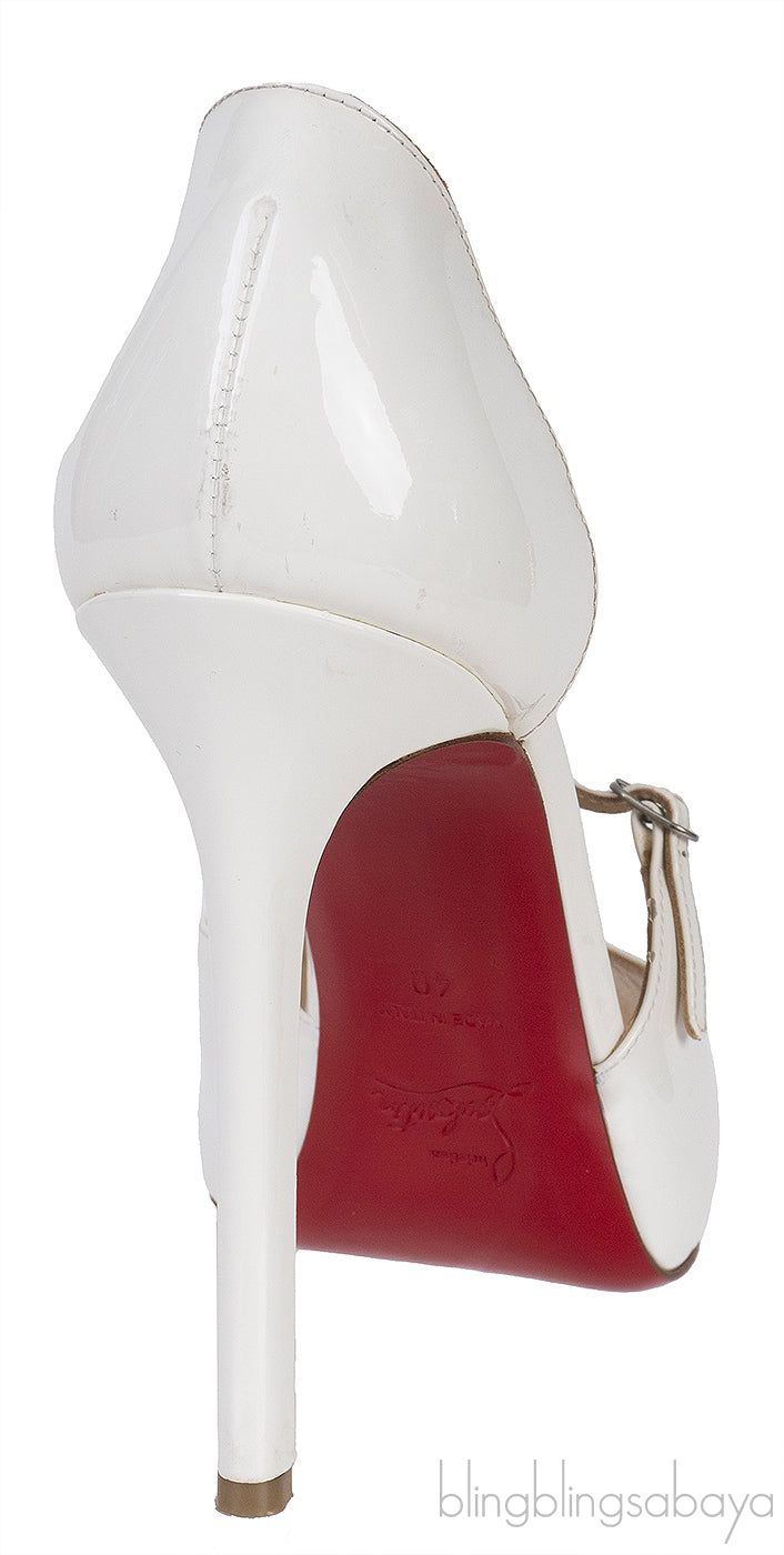 Christian Louboutin White Patent Leather Peep toe Pump