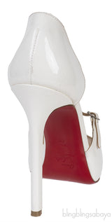 Christian Louboutin White Patent Leather Peep toe Pump