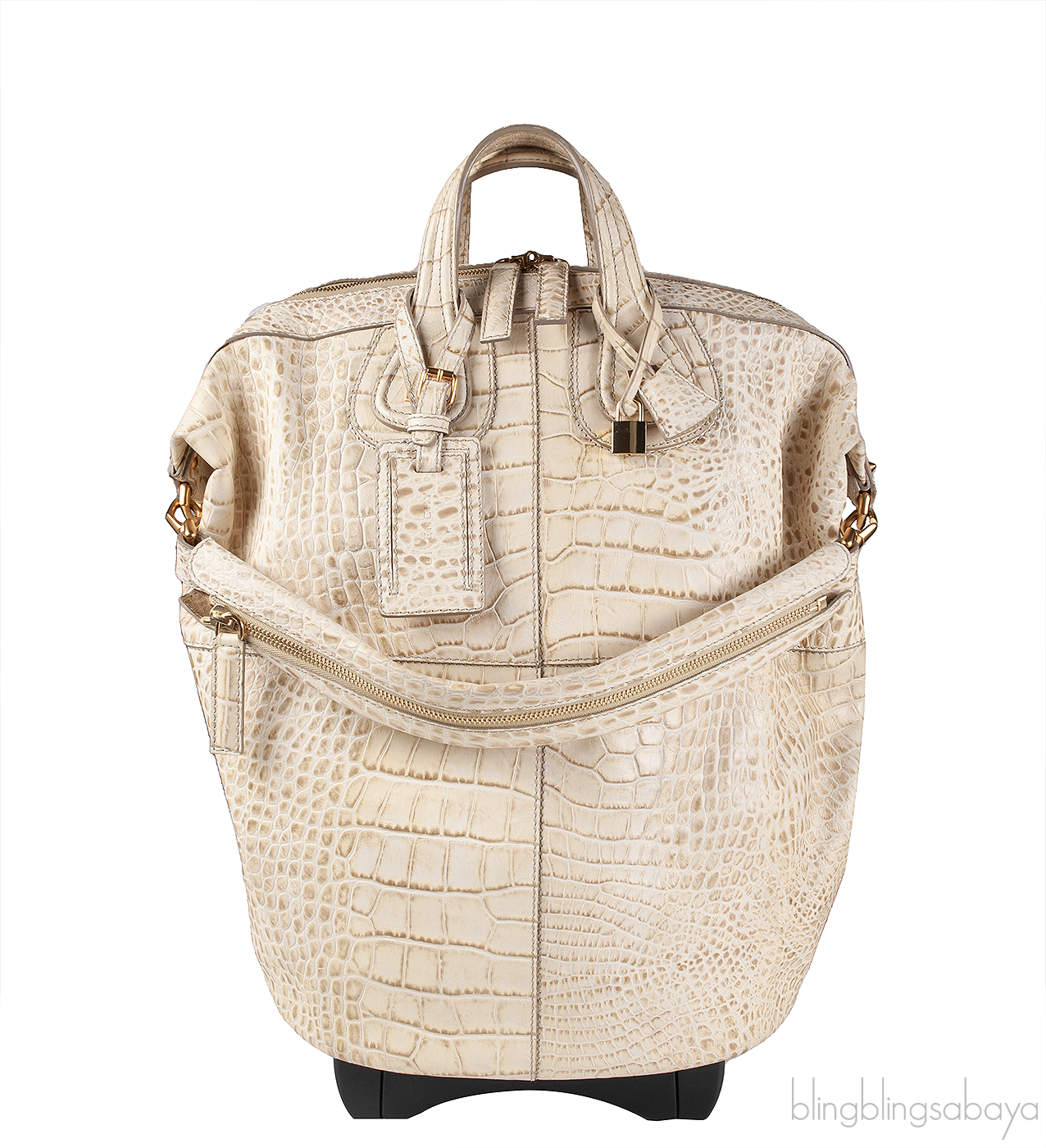 Nightingale Calf Leather Croc Embossed Luggage Trolley