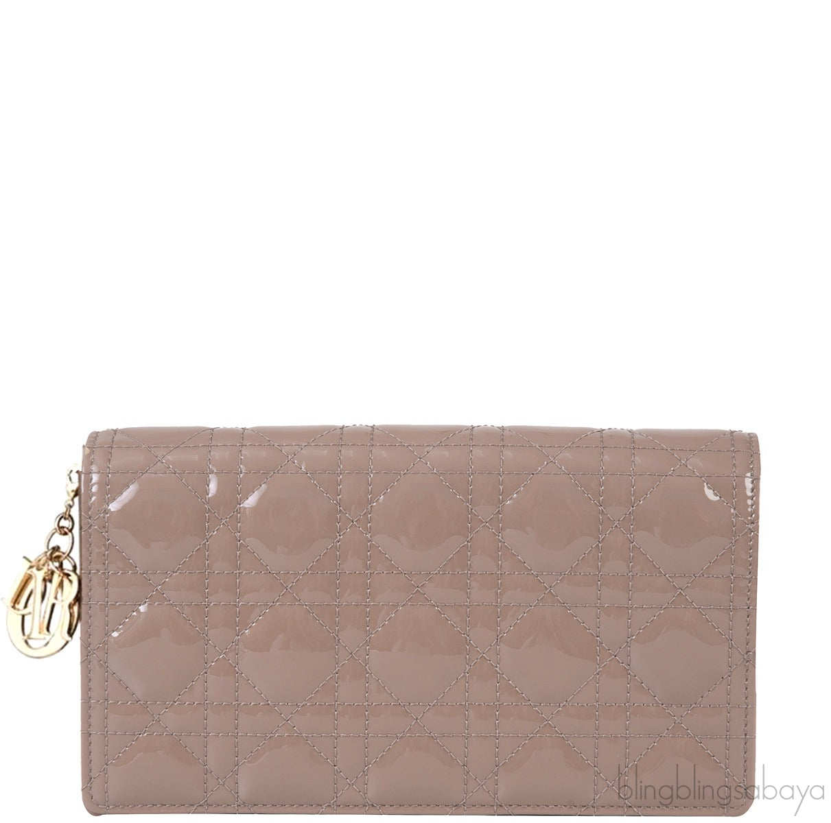 Lady Dior Pouch Warm Taupe Patent Cannage