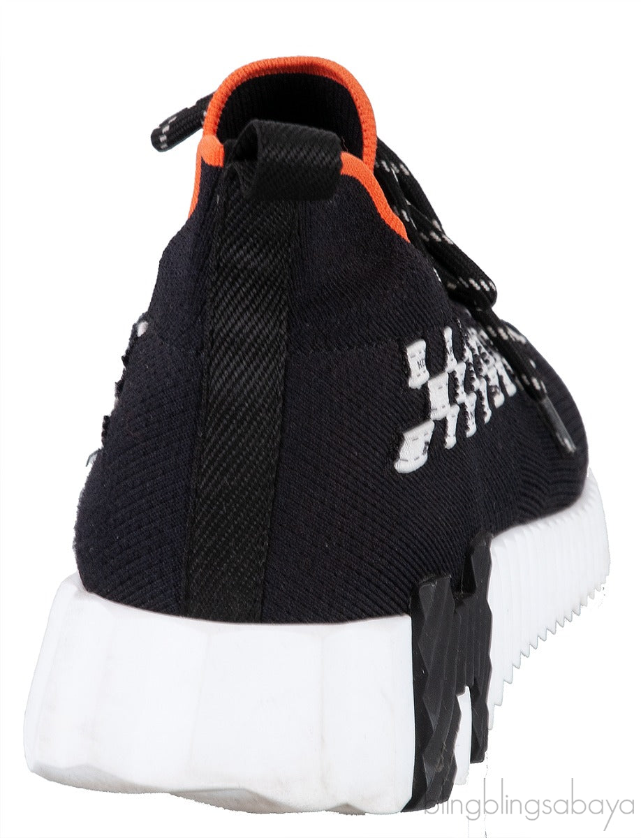 Black with Orange Flex Sneakers