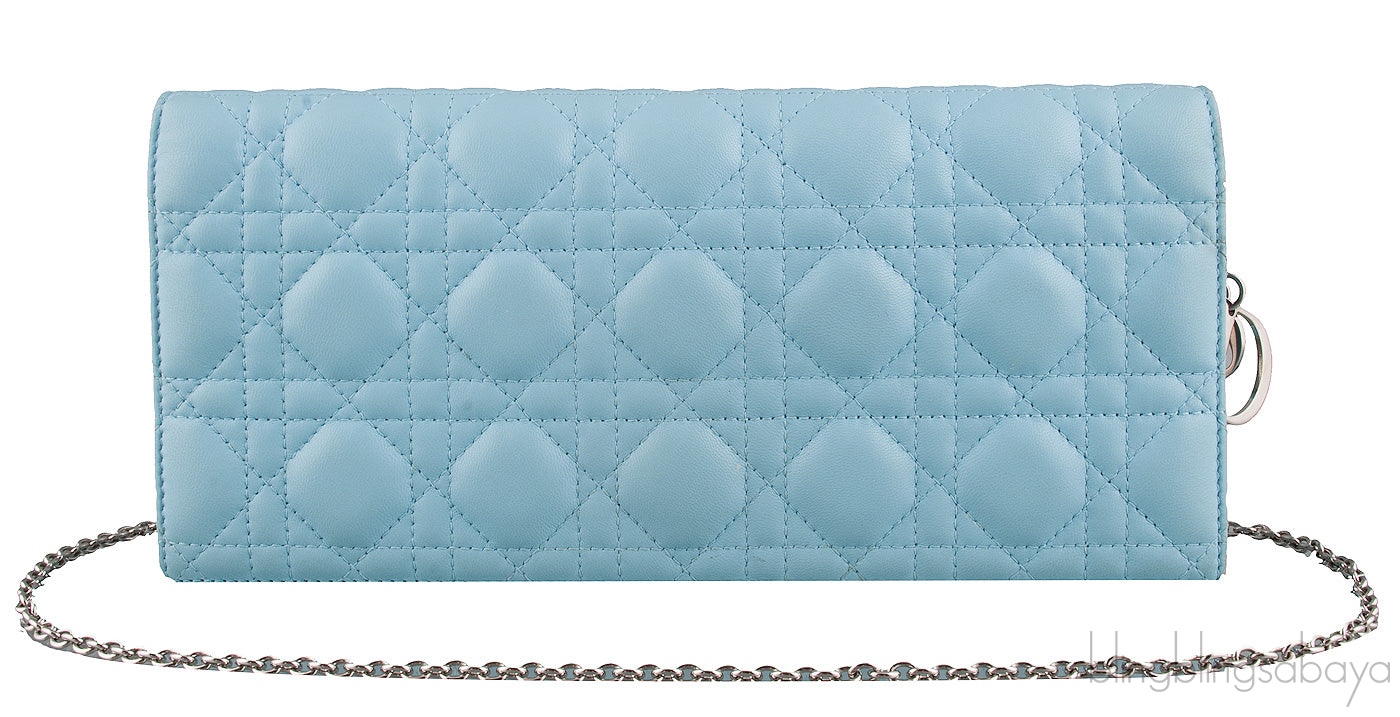 Light Blue Quilted Cannage Clutch