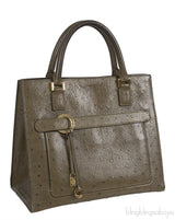 Olive Green Ostrich Top Handle Bag
