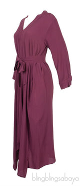 Plum V-Neck Asymmetric Front Dress