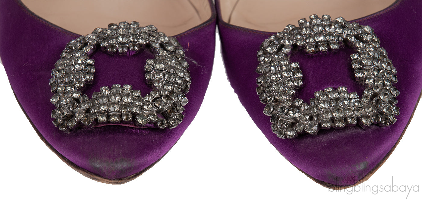 Blahnik Purple Satin Hangisi Flat Shoes