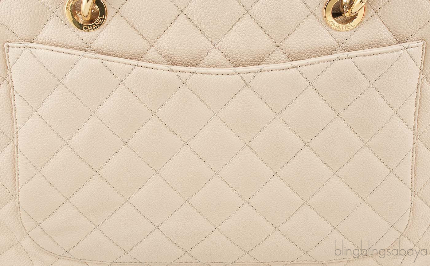 Beige Caviar Shopping Tote