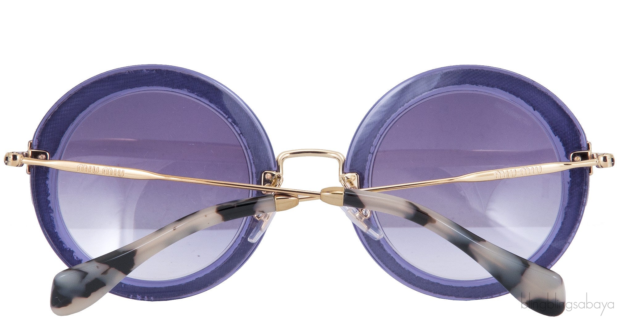 Lilac Noir Glitter Round Sunglasses