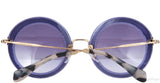 Lilac Noir Glitter Round Sunglasses