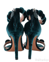 Emerald Velvet Bombe Heels