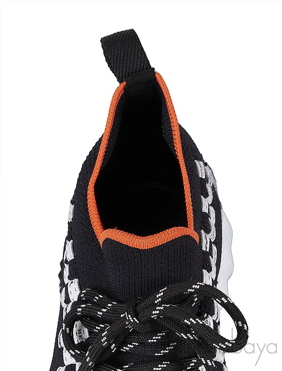 Black with Orange Flex Sneakers