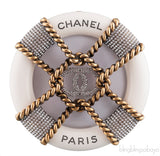 Off-white Crystal Gold Round Clutch