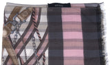 Grey Stripe Chain Print Shawl