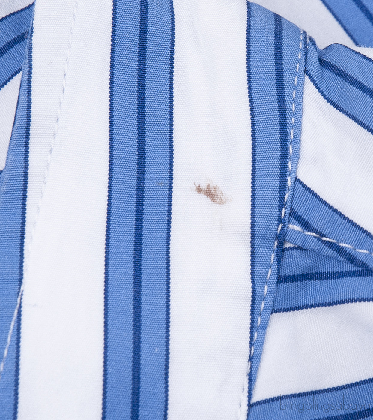 White & Blue Striped Cotton Midi Dress