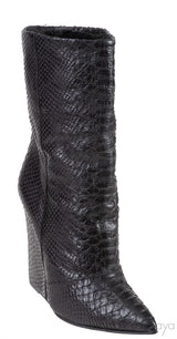 Black Python Wedge Boots