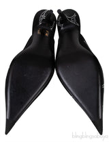 Knife Black Eiffel Tower Crystal Mule