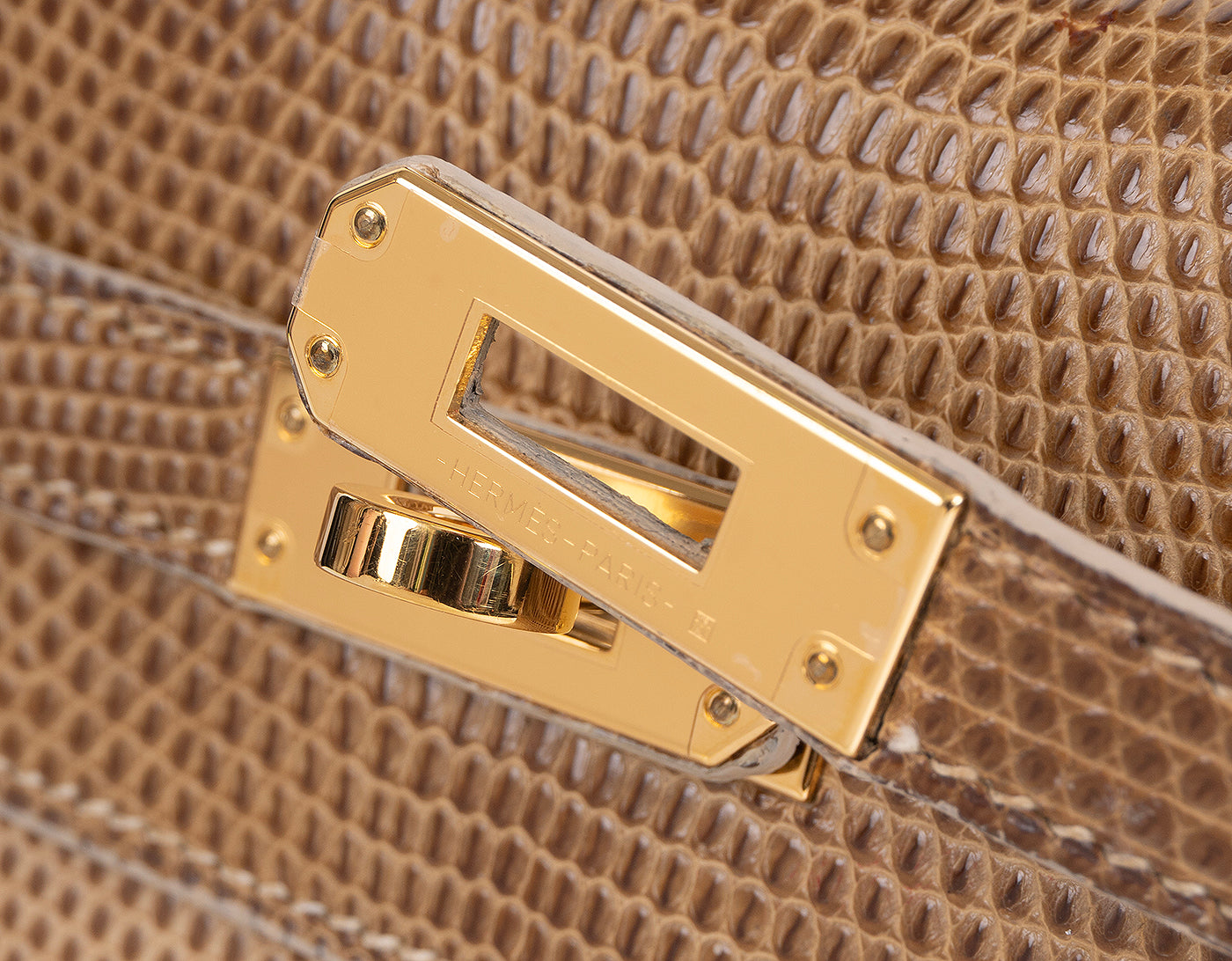 Hermes Vintage Mini Kelly 20 Lizard Ficelle GHW