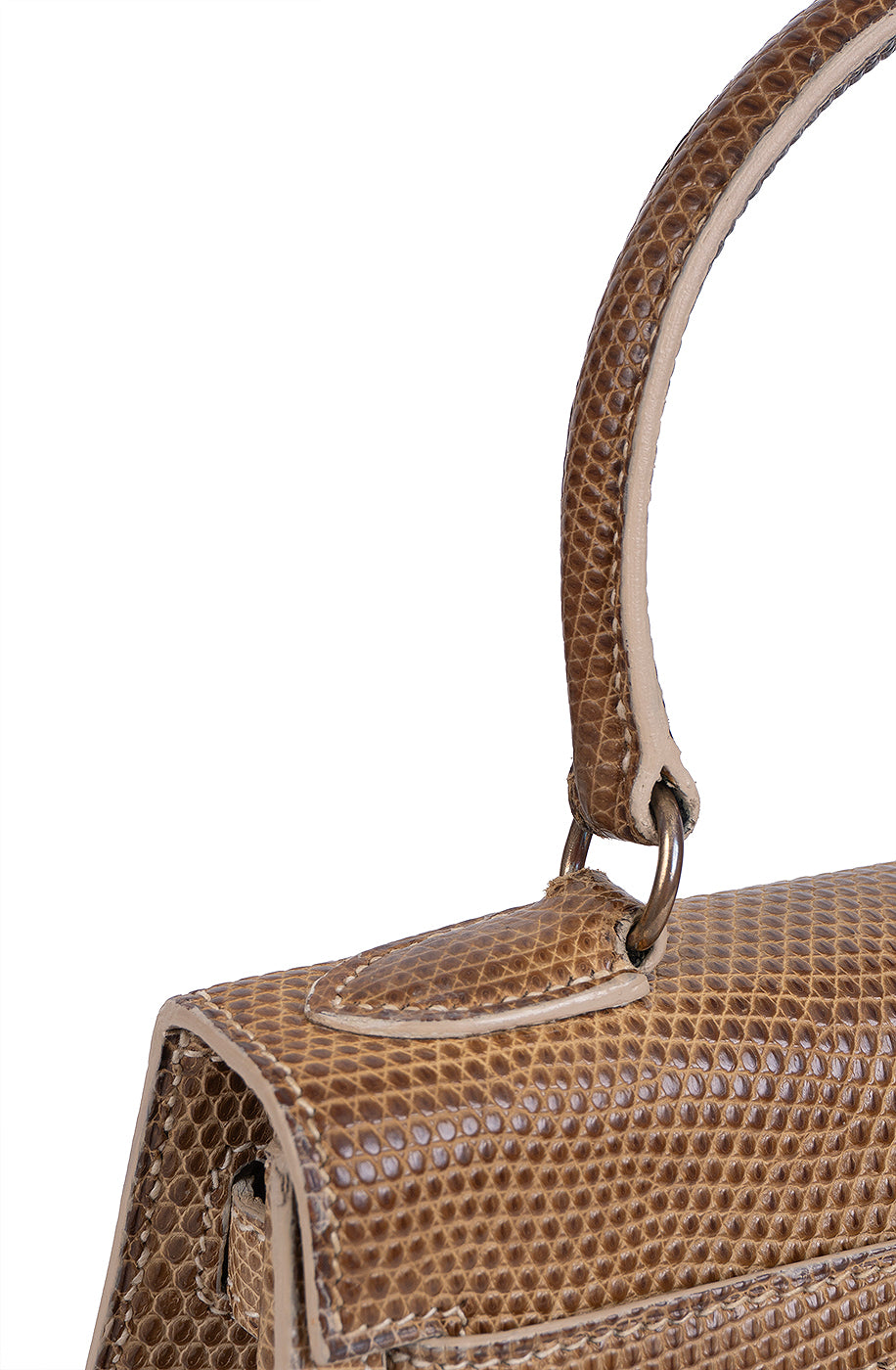Hermes Vintage Mini Kelly 20 Lizard Ficelle GHW