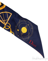 Christian Dior Silk Multicolor Zodiac Print Twilly