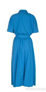Miranda Blue Belted Cotton Dress