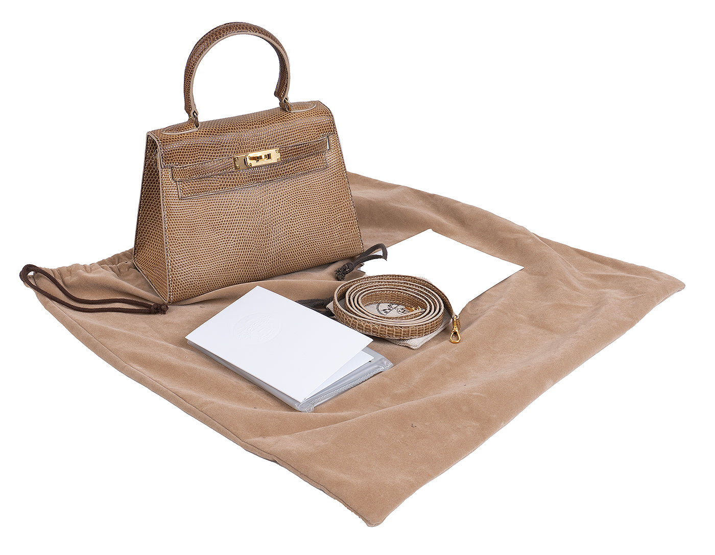 Hermes Vintage Mini Kelly 20 Lizard Ficelle GHW