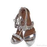 Silver Crystal Embellished Slingback Sandals
