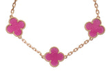 Van Cleef & Arpels Vintage Alhambra 5 Motif Pink Crystal Gold Bracelet
