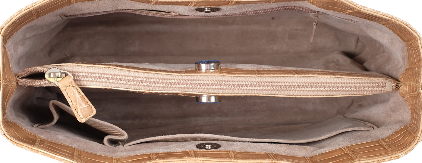 Yamaguchi Beige Crocodile Handbag