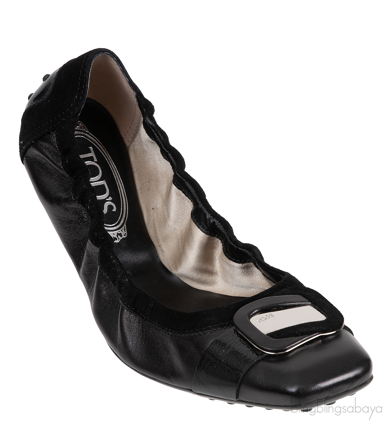 Tod\'s Black Loafer Elastic Ballet Flat