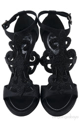 Black Swirl Strass Python Heels