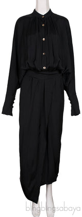 Black Asymmetric Midi Dress
