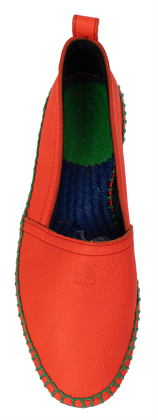 Loewe Orange Orange Textured Leather Espadrille 37