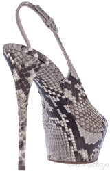 Natural Python Peep Toe Slingback