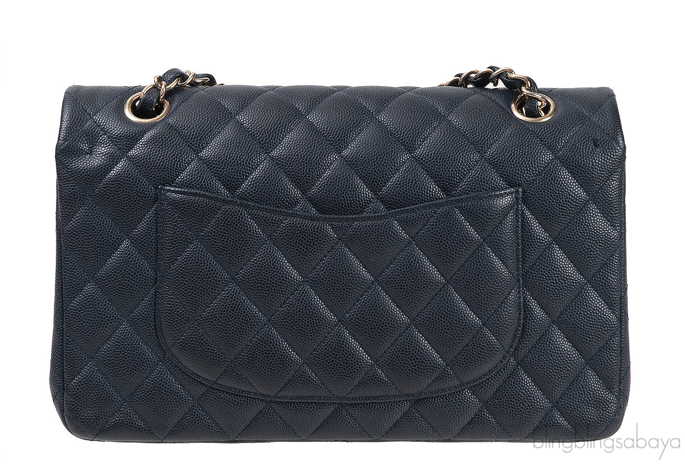 Classic Midnight Blue Medium Double Flap Bag GHW