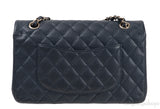Classic Midnight Blue Medium Double Flap Bag GHW