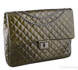 2.55 Olive Green Patent Quilted Flap XL